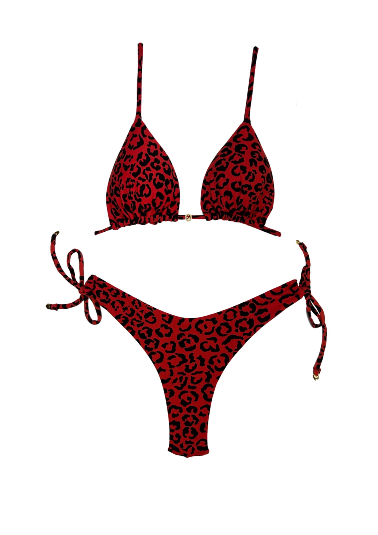 Red Leopard V Cut with Side Tie