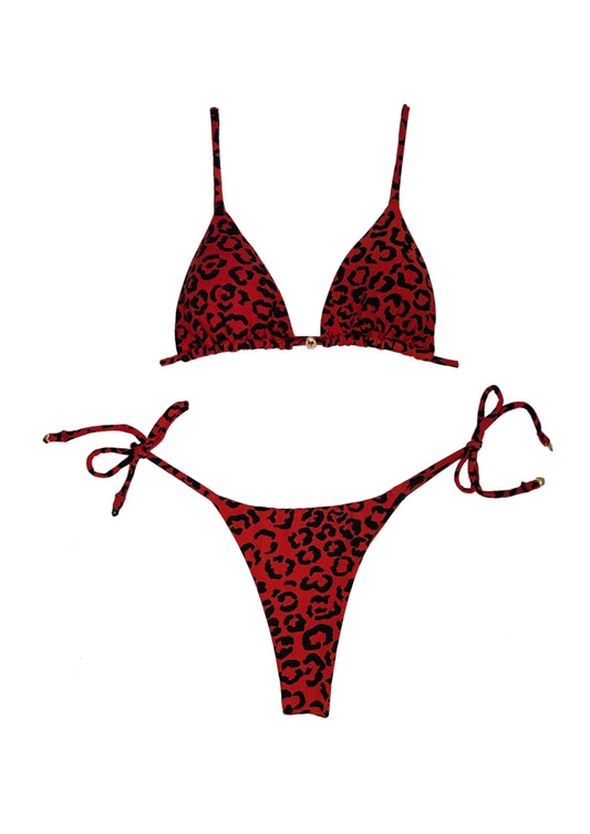 Red Leopard Side Tie Bottoms