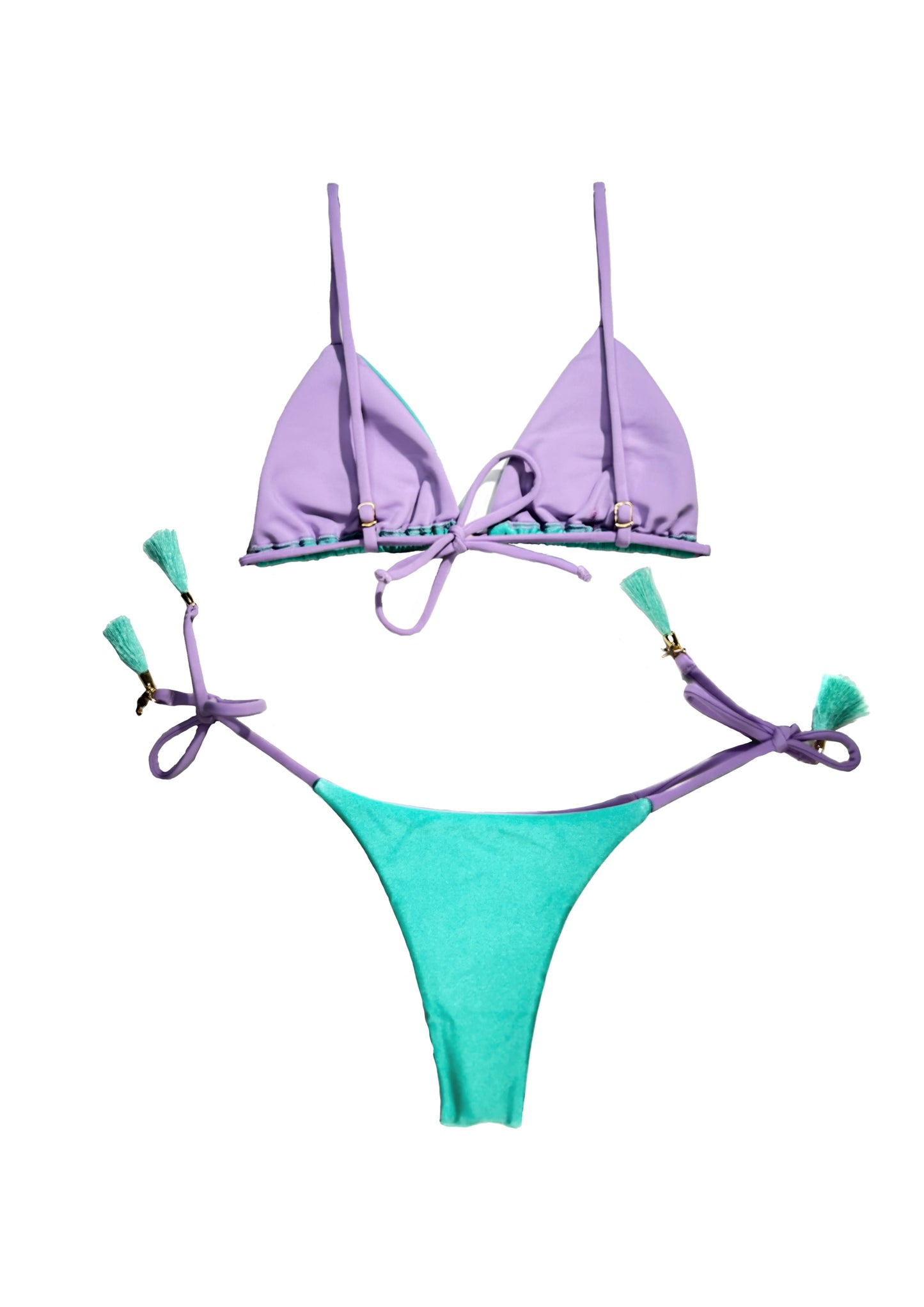 Aqua and Purple Bliss Side Tie Bottoms