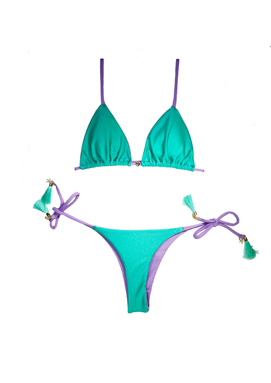 Aqua and Purple Bliss Side Tie Bottoms